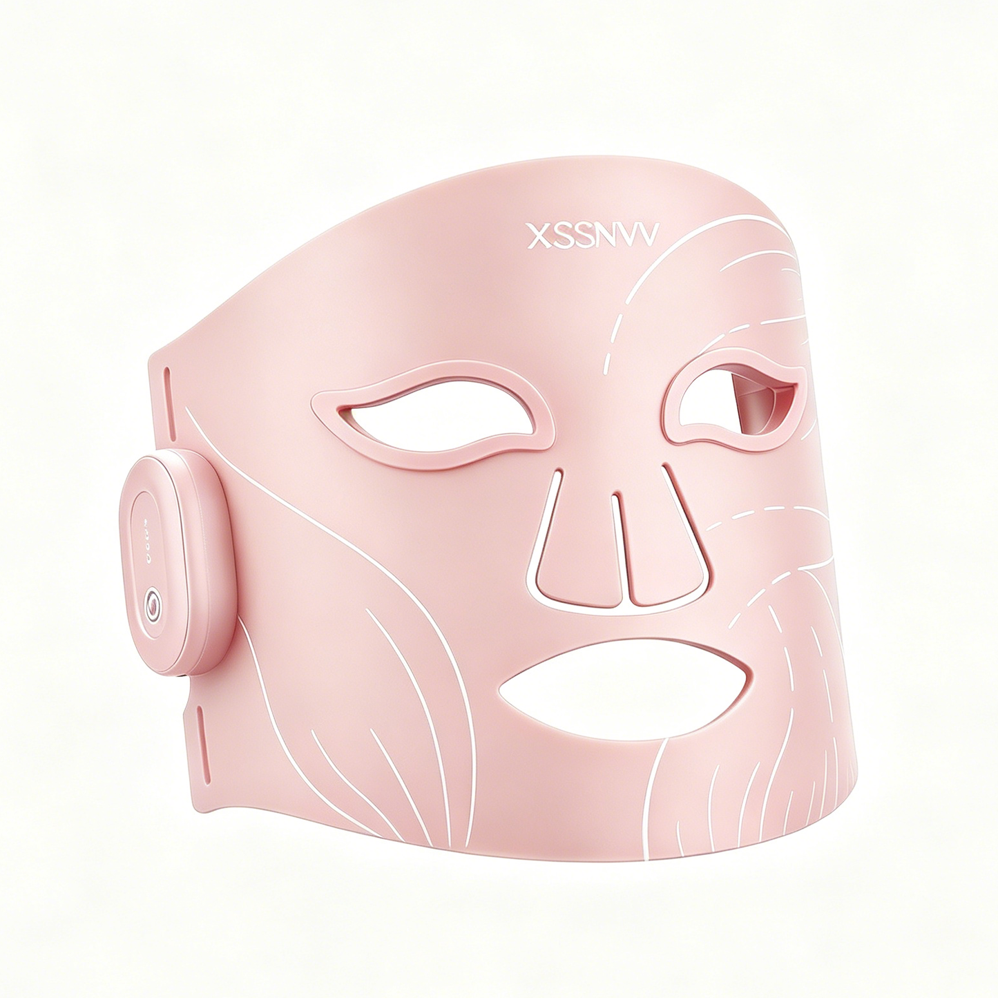 XSSNVV LED Face Mask Light Therapy Cordless with Red Blue Amber & 850nm Near Infrared, Foldable Silicone Face Mask for Home Travel Use 10-Min Skin Care for Blemish-Prone, Redness-Prone, Dull Skin,Pink
