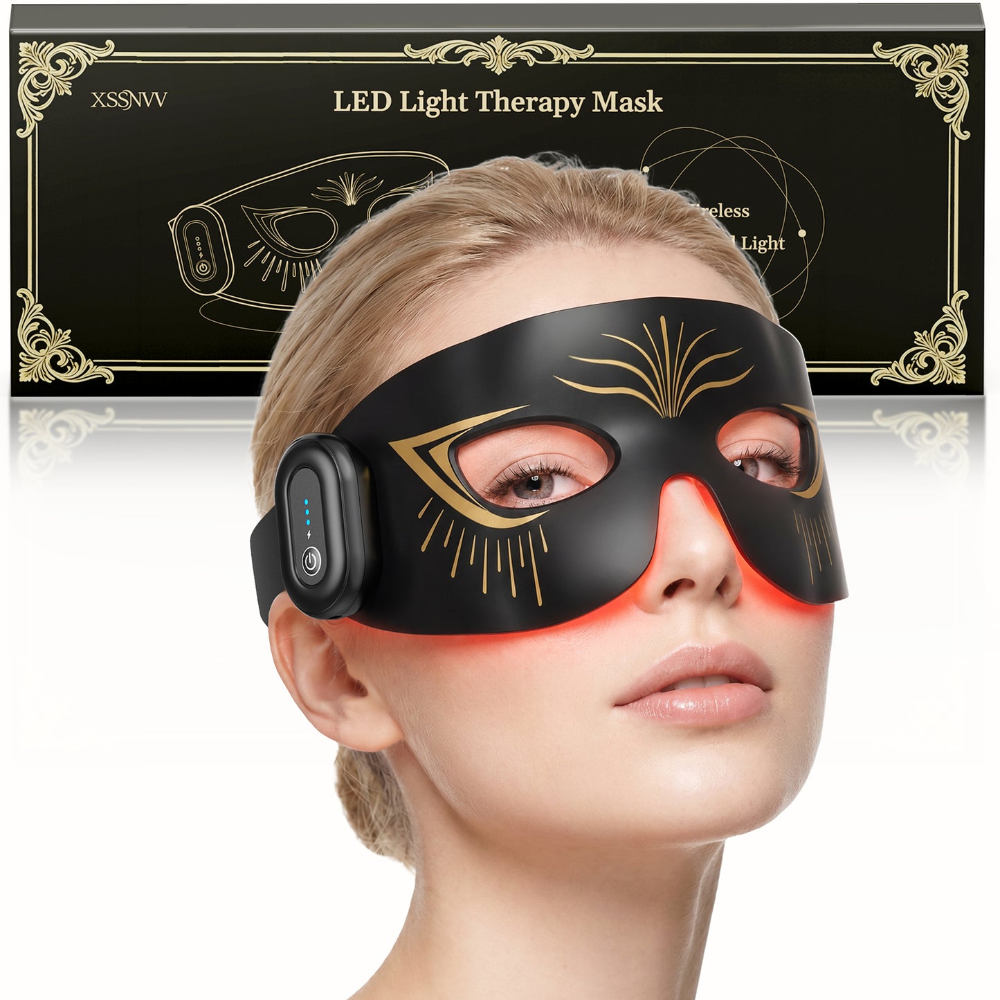Red Light Therapy for Eyes，Under Eye Red Light Therapy Mask,630nm Red Light & 850nm Infrared Red Light Therapy for Anti-Aging,Boost Collagen,Reduce Dark Circles & Wrinkles