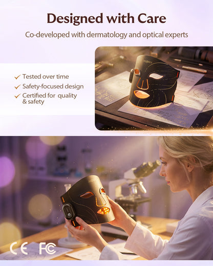 XSSNVV LED Face Mask Light Therapy Cordless with Red Blue Amber & 850nm Near Infrared, Foldable Silicone Face Mask for Home Travel Use 10-Min Skin Care for Blemish-Prone, Redness-Prone, Dull Skin