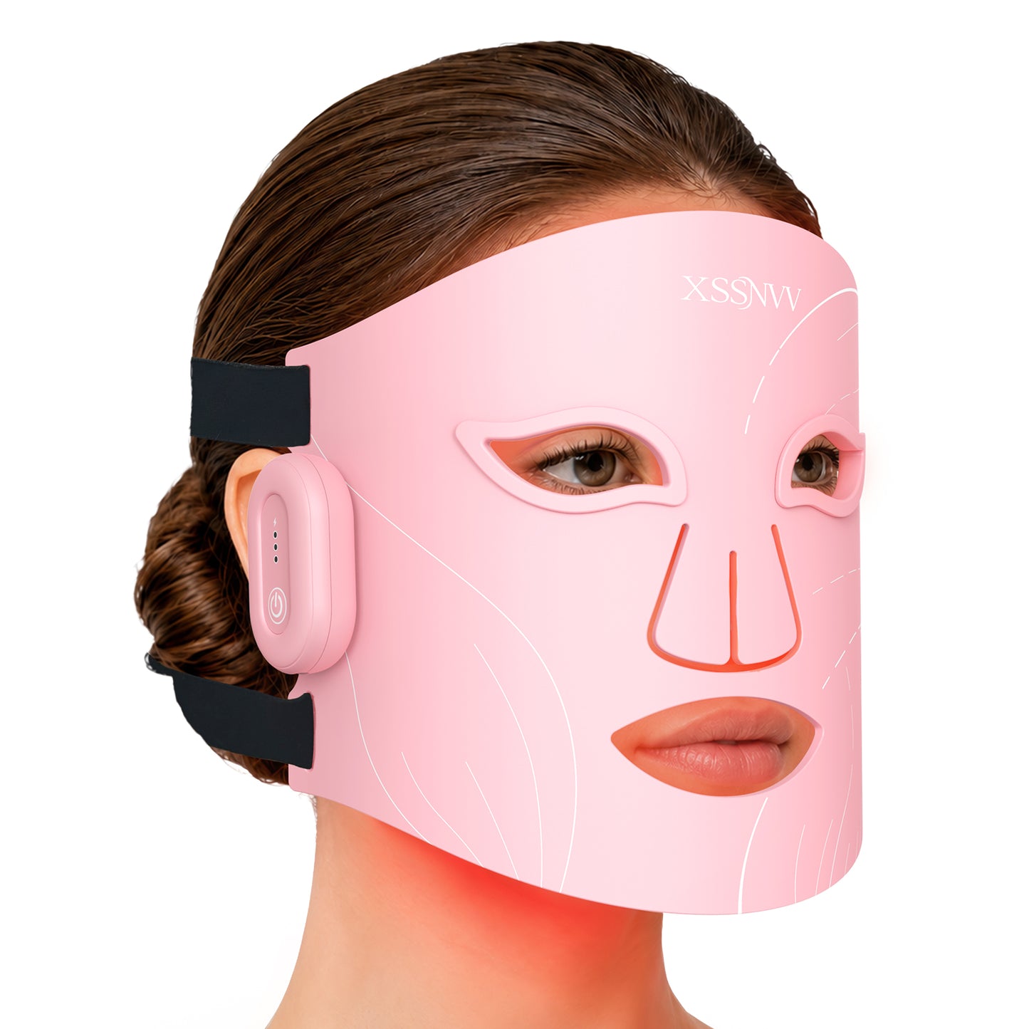 XSSNVV LED Maske Gesicht, Kabellos Lichttherapie Gesichtsmaske, 4 Modi für Anti-Aging, Hautklärung, Entzündungshemmend, Beruhigend, rote/blau LED, Aufladbar Rotlichtlampe Gesicht, Schönheitsgeschenke
