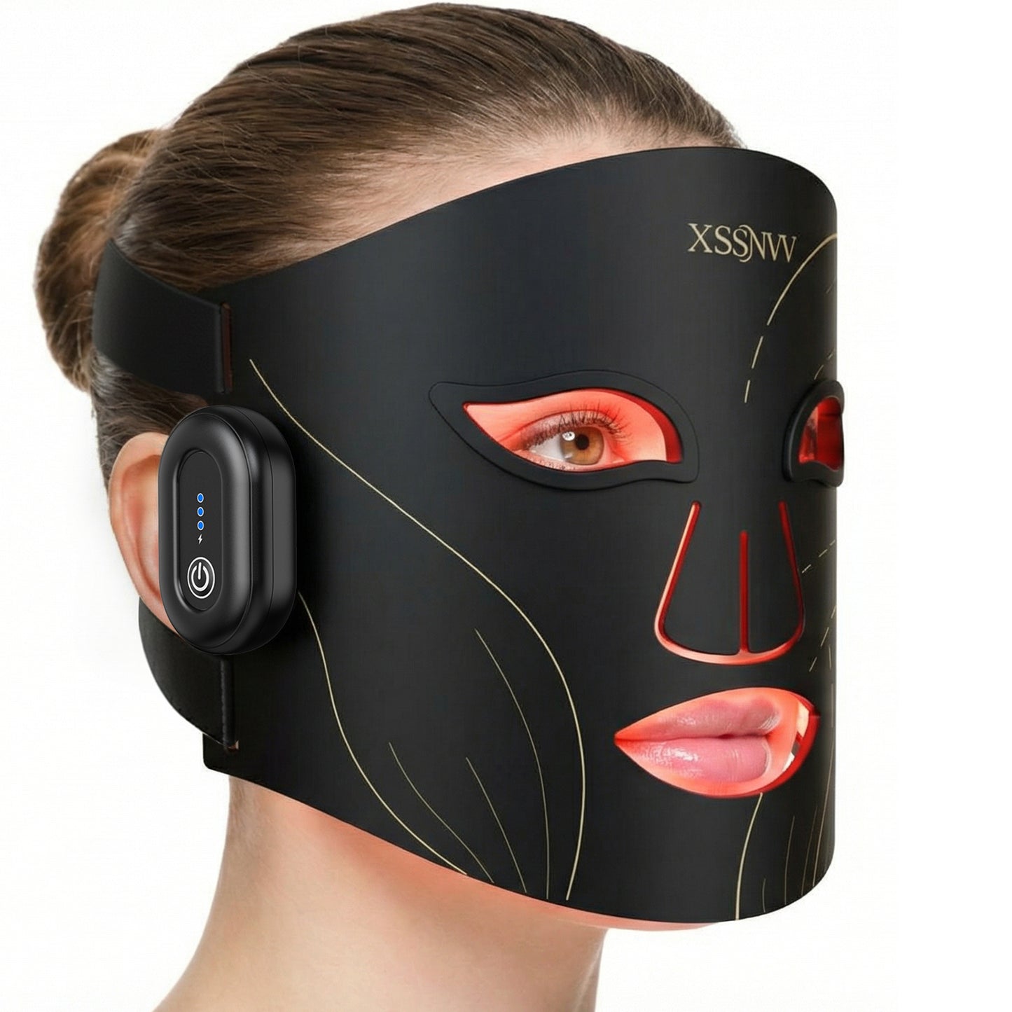 LED Maske Gesicht, Kabellos Lichttherapie Gesichtsmaske, 4 Modi für Anti-Aging, Hautklärung, Entzündungshemmend, Beruhigend, rote/blau LED, Aufladbar Rotlichtlampe Gesicht, Schönheitsgeschenke